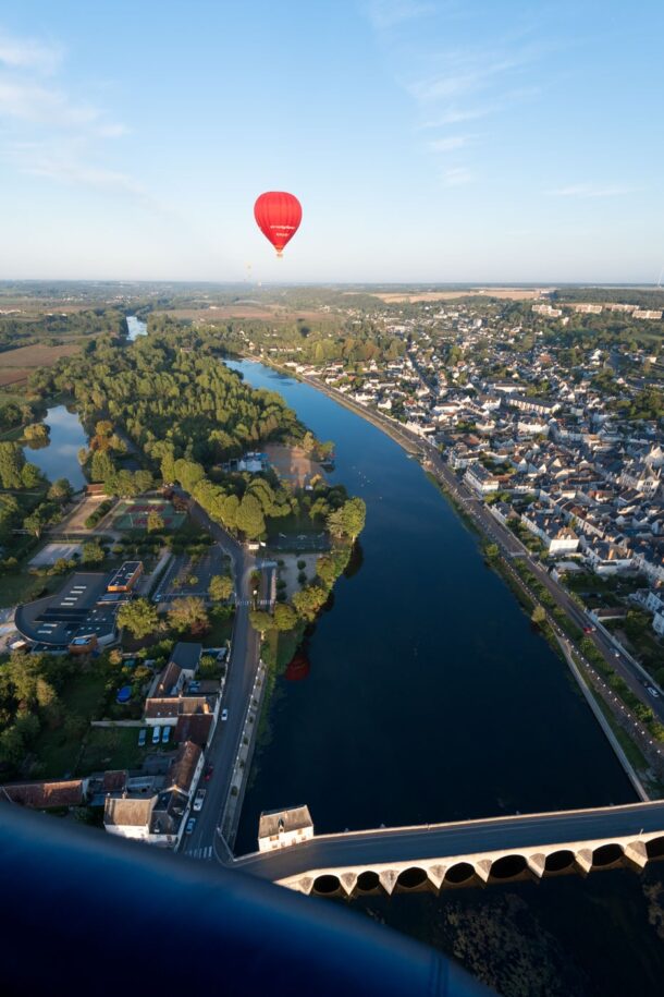 Survol de Montrichard en montgolfière vers les châteaux de la Loire