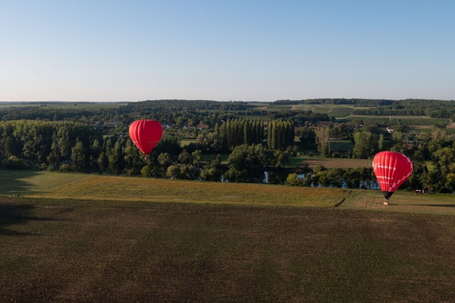 Terrain d'atterrissage du vol en montgolfière à Chenonceau